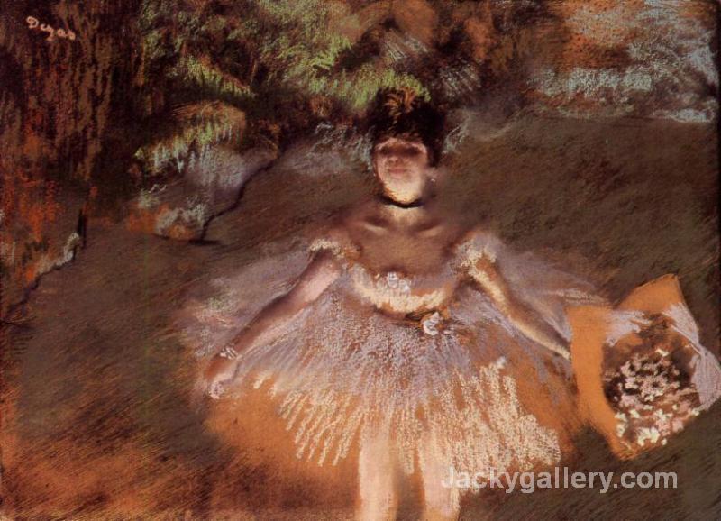 Dancer on Stage with a Bouquet by Edgar Degas paintings reproduction